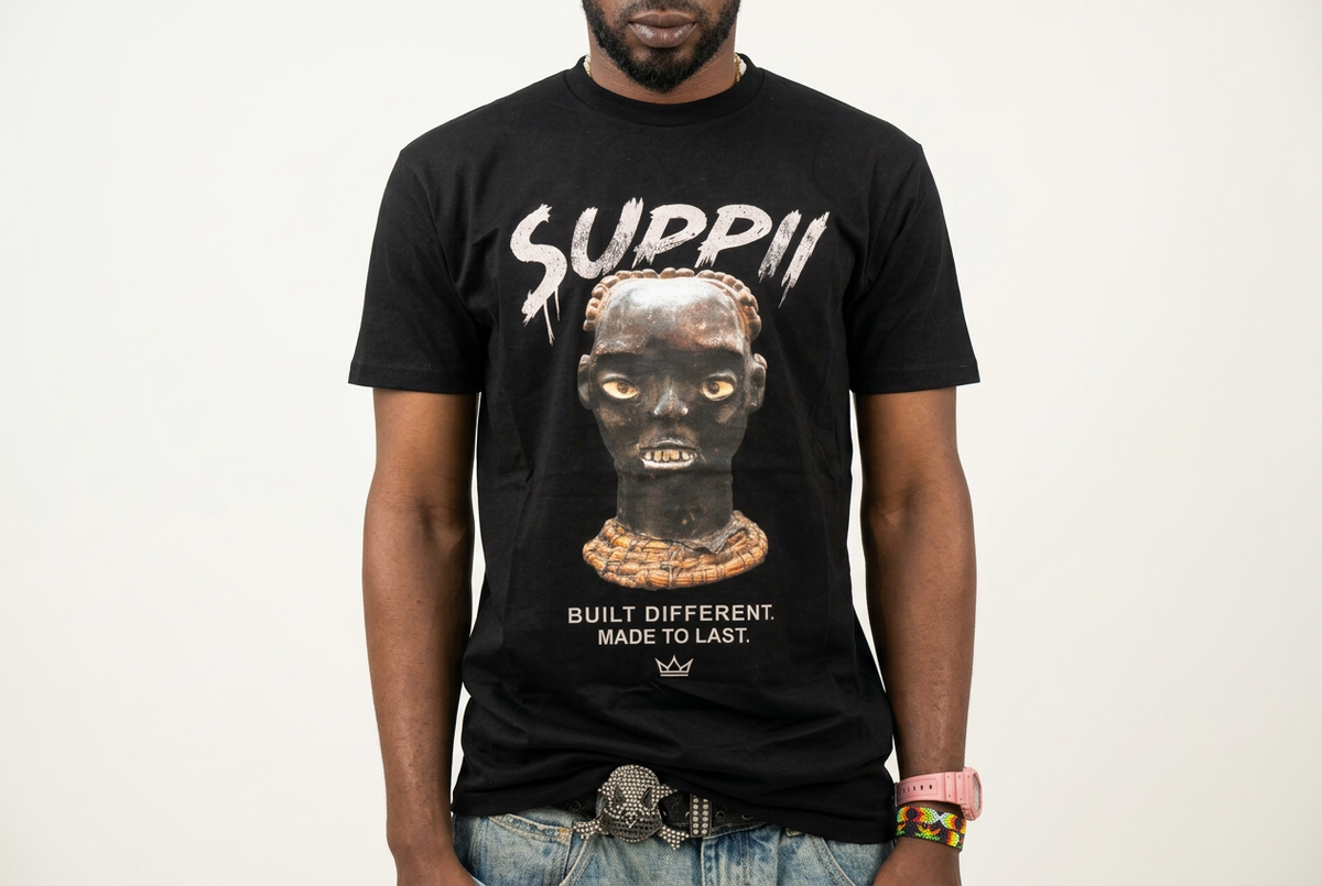 Black Short Sleeve T Shirt- Suppii Built Different Made to Last