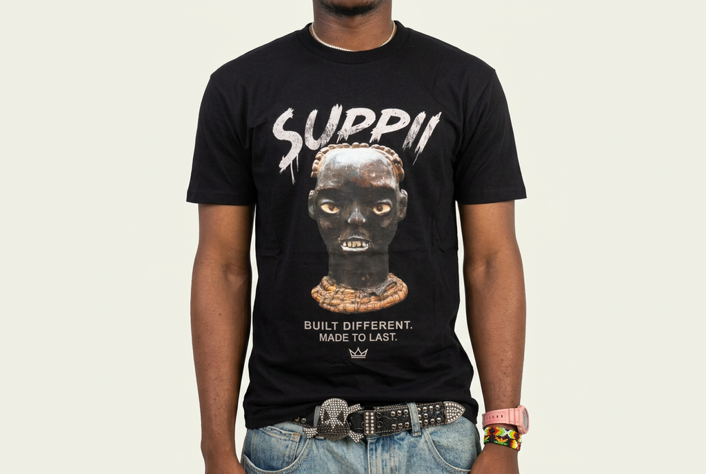 Black Short Sleeve T Shirt- Suppii Built Different Made to Last