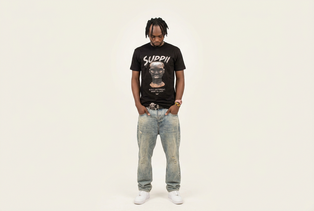 Black Short Sleeve T Shirt- Suppii Built Different Made to Last